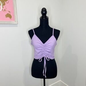 Romwe Purple Crop Front Cinch Tank Top